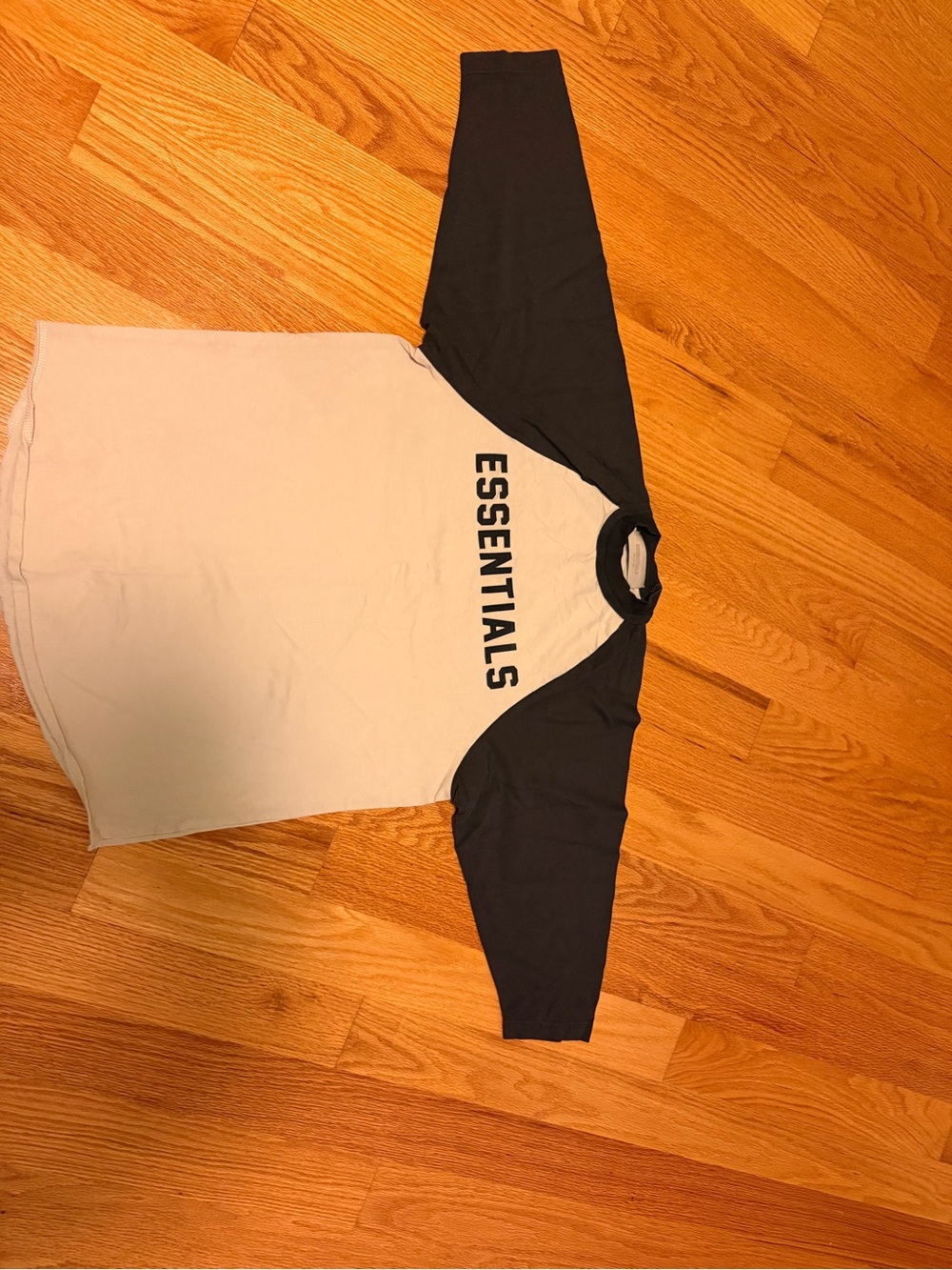 Essentials White and Black Raglan Long Sleeve Tee